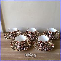 Set of 5 Royal Crown Derby Imari 1128 Cups & Saucers