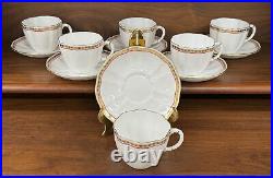 Set of (6) Royal Crown Derby CARLTON RED Flat Cup & Saucer Sets (2nd Quality)