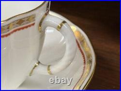 Set of (6) Royal Crown Derby CARLTON RED Flat Cup & Saucer Sets (2nd Quality)