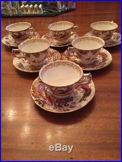 Set of 6 Royal Crown Derby Olde Avesbury Cup & Saucer Bone China/England mint