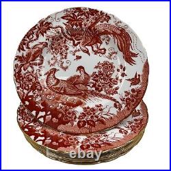 Set of 6 Royal Crown Derby RED AVES Salad Plates 8.25