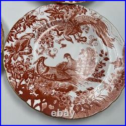 Set of 6 Royal Crown Derby RED AVES Salad Plates 8.25