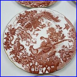 Set of 6 Royal Crown Derby RED AVES Salad Plates 8.25