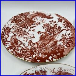 Set of 6 Royal Crown Derby RED AVES Salad Plates 8.25