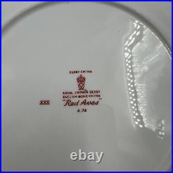 Set of 6 Royal Crown Derby RED AVES Salad Plates 8.25