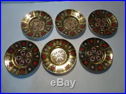 Set of 6 Royal Crown Derby Solid Gold Band Old Imari Demitasse Cups/Saucers