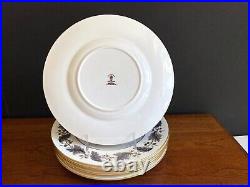 Set of 7 Royal Crown Derby Portman Oak dinner plates, 10 3/8'', Gold accent, nice