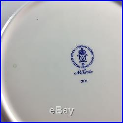 Set of 8 Royal Crown Derby Blue Mikado 10 5/8 Dinner Plates Lot Gilt Trim