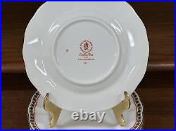 Set of (8) Royal Crown Derby CARLTON Red 6.375 Bread Plates (2nd Quality)