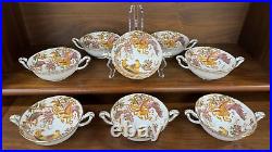 Set of (8) Royal Crown Derby OLDE AVESBURY Double Handle Cream Soup Bowls