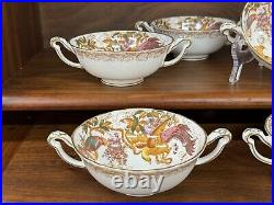 Set of (8) Royal Crown Derby OLDE AVESBURY Double Handle Cream Soup Bowls