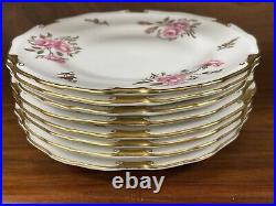 Set of (8) Royal Crown Derby PINXTON ROSES 1120 Bread Plates