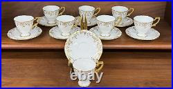 Set of (8) Vintage Royal Crown Derby VINE Footed Demitasse Cups & Saucers A775