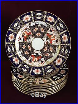 Set of 9 Royal Crown Derby Traditional Imari Dinner Plate 9.25 For Tiffany