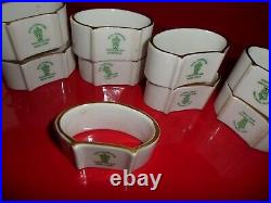 Set of 9, vintage royal crown derby porcelain napkin rings for large family
