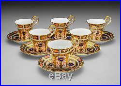 Set of Six Royal Crown Derby 1128 Imari Empire Tea/Coffee Cups & Saucers C. 1910