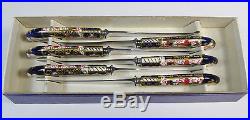 Set of Six Royal Crown Derby Traditional Imari Fruit Knives