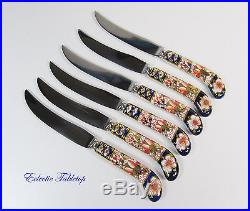 Set of Six Royal Crown Derby Traditional Imari Fruit Knives