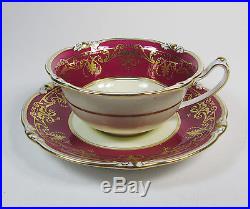 Six 1933 Royal Crown Derby Gold Burgundy Cups and Saucers FREE SHIP