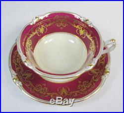 Six 1933 Royal Crown Derby Gold Burgundy Cups and Saucers FREE SHIP