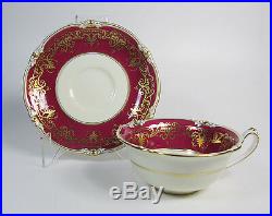 Six 1933 Royal Crown Derby Gold Burgundy Cups and Saucers FREE SHIP