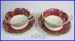 Six 1933 Royal Crown Derby Gold Burgundy Cups and Saucers FREE SHIP