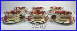 Six 1933 Royal Crown Derby Gold Burgundy Cups and Saucers FREE SHIP