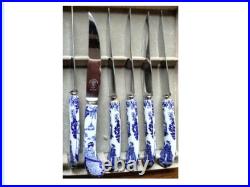 Six Knives, Royal Crown Derby, 1905, Stainless Steel, Painted Porcelain Handle