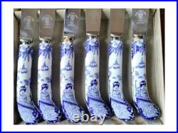 Six Knives, Royal Crown Derby, 1905, Stainless Steel, Painted Porcelain Handle
