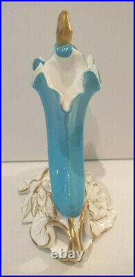 Small Antique 19th Century Royal Crown Derby Blue Porcelain Floral Twin Vase