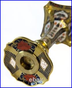 Stunning, ROYAL CROWN DERBY Old Imari 1128 Pattern Candle Stick Holders