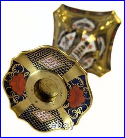 Stunning, ROYAL CROWN DERBY Old Imari 1128 Pattern Candle Stick Holders