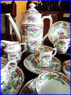 Stunning Rare Royal Crown Derby Indian Tree Complete Coffee Set