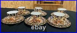 Stunning Royal Crown Derby Imari 2451 Trio Cup Saucer Dessert Set Excellent