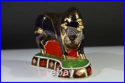 Stunning Royal Crown Derby Large Bull Paperweight Gold Stopper Aa3