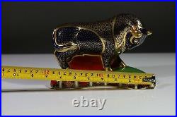 Stunning Royal Crown Derby Large Bull Paperweight Gold Stopper Aa3