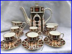 Stunning Royal Crown Derby Old Imari 1128 -15 Piece Coffee Set