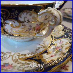 Superb Vintage 1920s ROYAL CROWN DERBY Tea Set Cobalt Blue, Floral & Gold