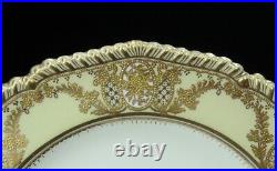Superb set 12 1889 Antique Royal Crown Derby Gilt Cream White Floral 9 Plates