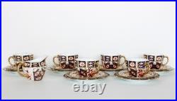TEA SET Royal Crown Derby TRADITIONAL IMARI 2451 Six Trios & Creamer Rope Handle