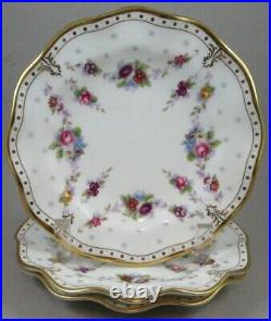 THREE Royal Crown Derby Royal Antoinette Bread and Butter Plates