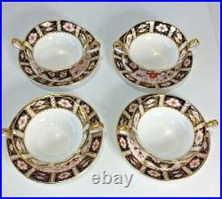 TRADITIONAL MARI (2451) by ROYAL CROWN DERBY Cream Soup & Saucer Gold Foot