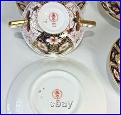 TRADITIONAL MARI (2451) by ROYAL CROWN DERBY Cream Soup & Saucer Gold Foot