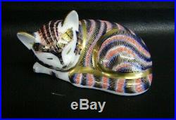 Three Royal Crown Derby Cat Paperweights 1st Quality Mint