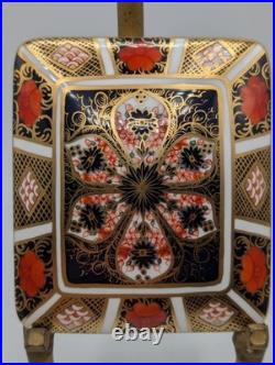 Trinket Box Royal Crown Derby Old Imari 1128 Lid Bone China Vintage 1970 England