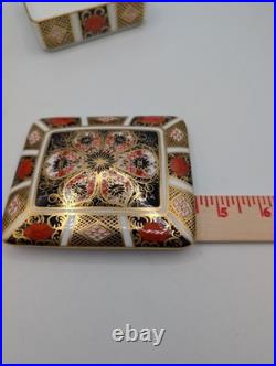 Trinket Box Royal Crown Derby Old Imari 1128 Lid Bone China Vintage 1970 England