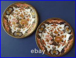 Two 1880's Royal Crown Derby Kings Dessert Plates 6-3/4 Extra Gold