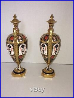 Two Royal Crown Derby Old Imari 12 Covered Urns. Yes, TWO