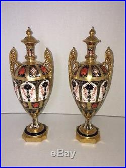 Two Royal Crown Derby Old Imari 12 Covered Urns. Yes, TWO