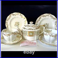 Used Royal Crown Derby Green Derby Panel Tea Set